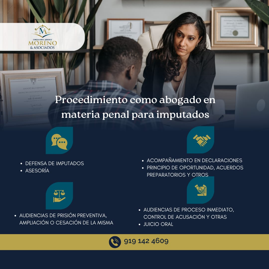 Material visual sobre procedimiento en materia penal para imputados